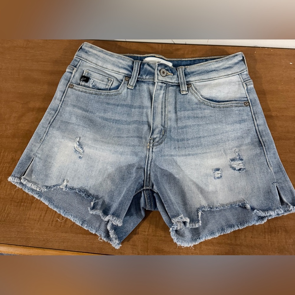 KanCan Light Wash Distressed Denim Shorts